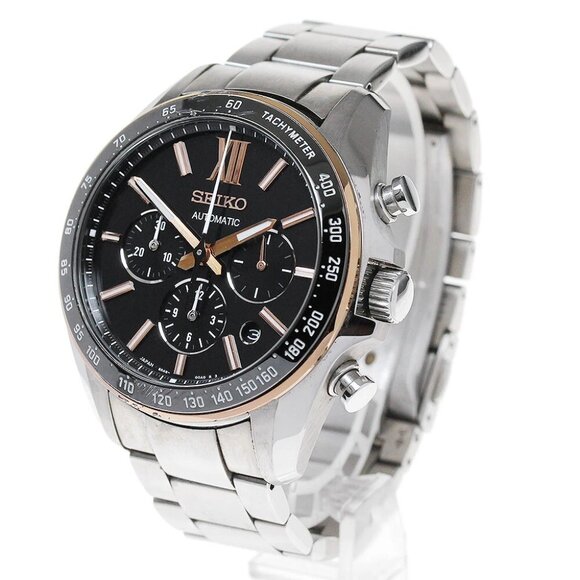 SEIKO Brights mechanical Chronograph black Automatic Watch_834727 main image 5